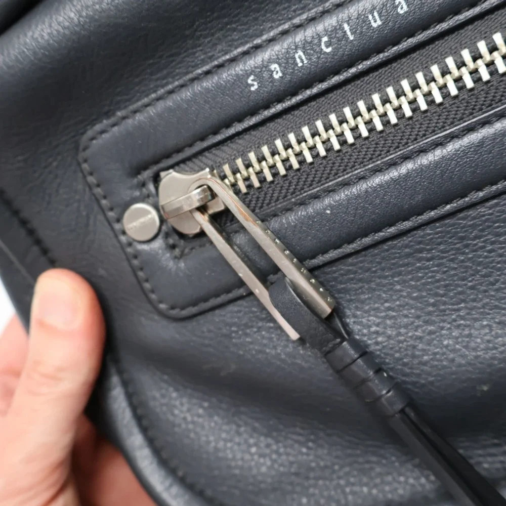 Sanctuary Hero Signature Flap Shoulder‎ Bag Black Leather Zip Small Crossbody